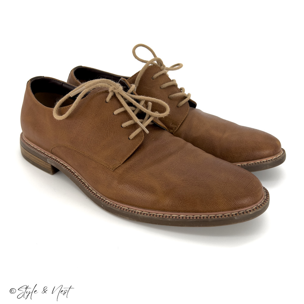 Parker & Sky Brown Leather Oxford Shoes Preppy Men's Size 10.5
